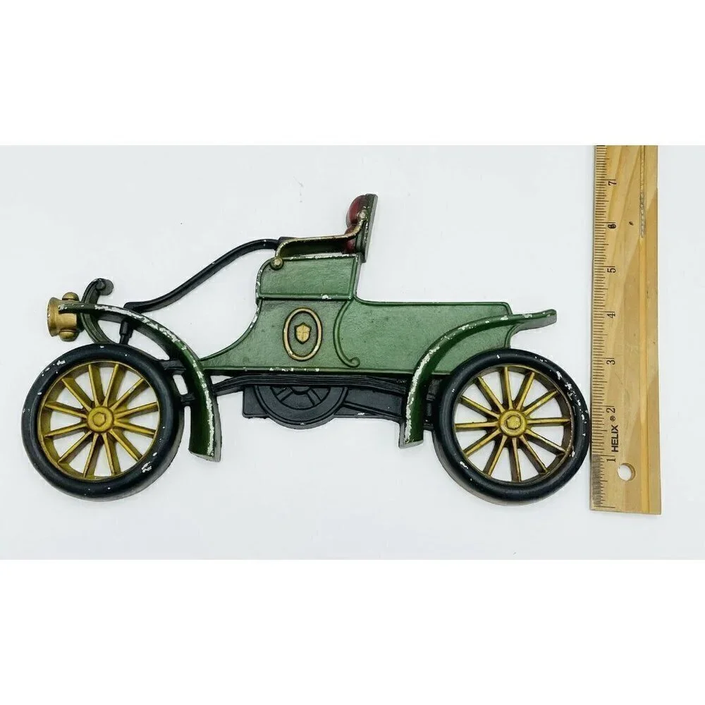 Vintage SEXTON Cast Metal Antique Car Wall Hanging Green Convertible
